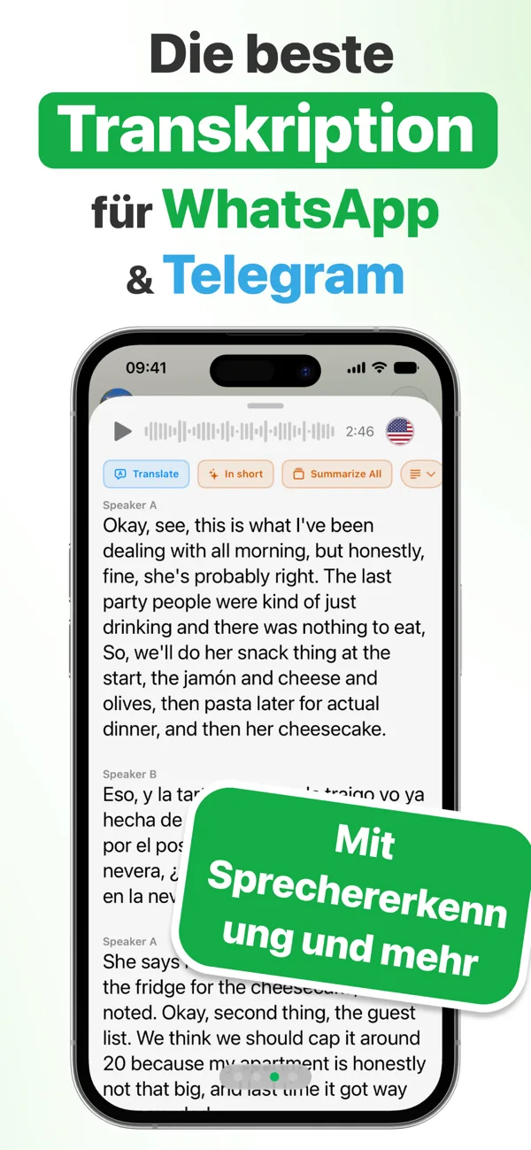 Die beste Transkription für WhatsApp und Telegram: Matt transkribiert Sprachnachrichten und erkennt, wer spricht