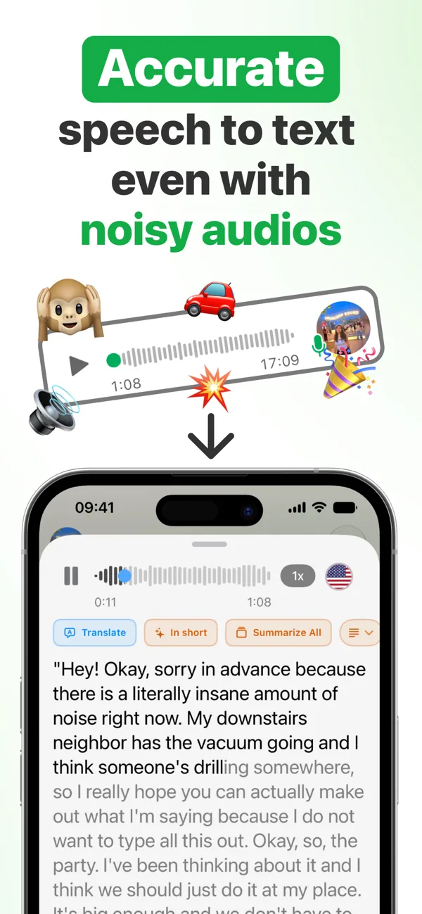 Accurate WhatsApp voice message transcription even with background noise