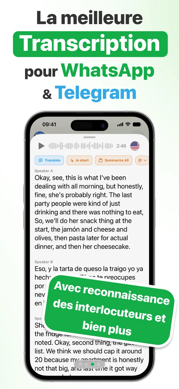 La meilleure transcription pour WhatsApp et Telegram : Matt transcrit les vocaux et reconnaît qui parle
