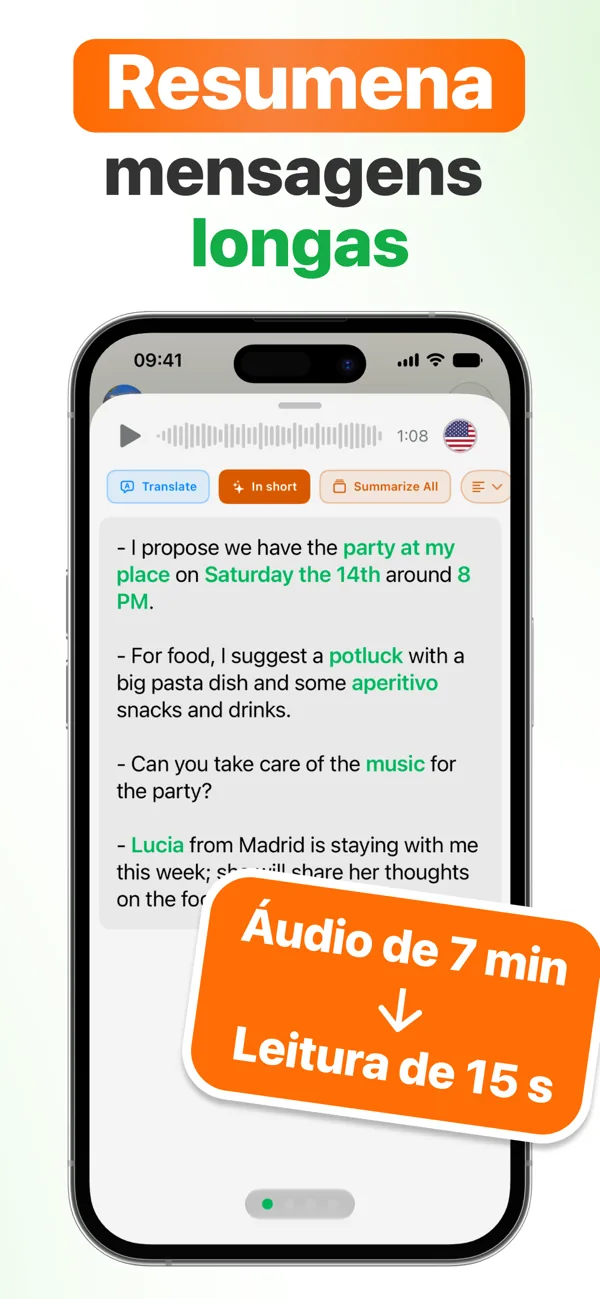 Resumo com IA de um áudio longo: 7 minutos de áudio em uma leitura de 15 segundos